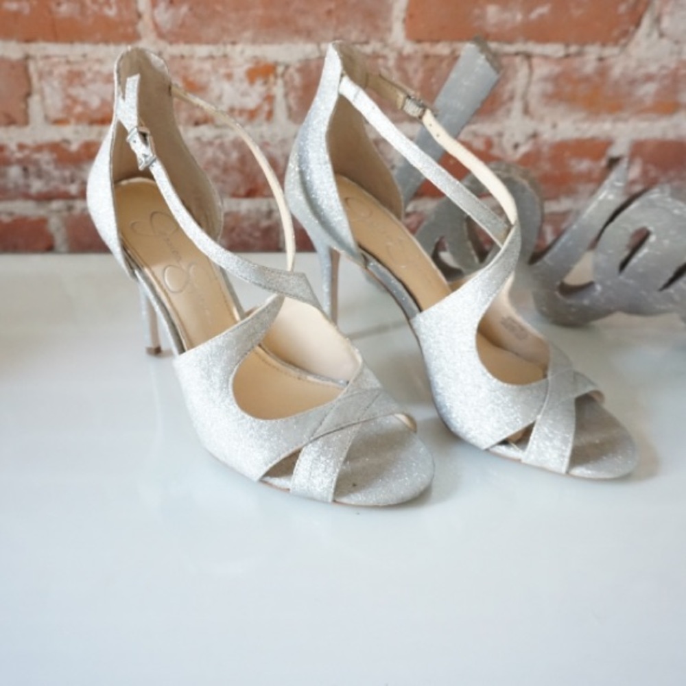 Jessica Simpson Averie Silver Sparkle Sandals